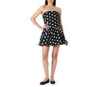 The Drop Rhett Strapless Mini Dress, Black/Whisper White Polka Dot, S