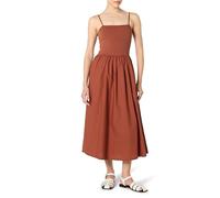 The Drop Robyn Mixed Media Spaghetti Strap Midi Dress, Burnt Henna, M