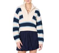 The Drop Russel Half Zip Sweater, Navy Stripe, L