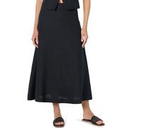The Drop Sicily Linen Midi Skirt, Black, XXS