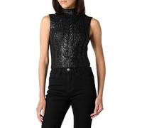 The Drop Skye Metallic Cropped Vest, Black Foil, XXL