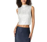 The Drop Skye Metallic Cropped Vest, Silver Foil, L