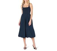 The Drop Tina Scoop Neck Mixed Media Bubble Hem Midi Dress, Maritime Navy, XXS