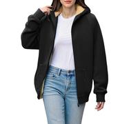 The Drop Women Clothes Casual Long Sleeve V-neck Outfits Fall Winter Warm Coat Pullover Sweatshirt Comfy Fashion Casual Ladies Oversized Fleece Lined Tops Clothing