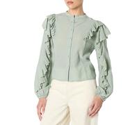 The Drop Women’s Arianna Dramatic Ruffle Sleeve Cotton Blouse, Iceberg Green, 2X, Plus Size