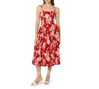 The Drop Women’s Balu Feminine Shaped Waist Midi Dress, Red Rose Floral, L