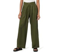The Drop Women's Amalia Relaxed Pleated Trousers, Dark Forest, X-Small
