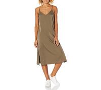 The Drop Women's Ana Silky V-Neck Midi Slip Dress, Dark Olive, XS