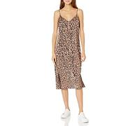 The Drop Women's Ana Silky V-Neck Midi Slip Dress, Leopard Print, XXS
