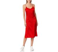 The Drop Women's Ana Silky V-Neck Midi Slip Dress, Red, L