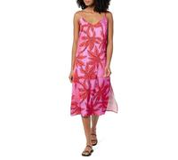 The Drop Women's Ana Silky V-Neck Midi Slip Dress Tropical Pink Floral Print, 5X, Plus Size