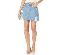 The Drop Women's Ansh Distressed Denim Mini Skirt, Medium Indigo, XXL Plus