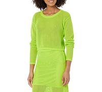 The Drop Women's Asher Long Sleeve Cropped Crochet Top, Lime, S