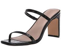 The Drop Women's Avery Square-Toe Two-Strap High Heeled Sandal, Black, 8 UK