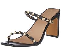 The Drop Women's Avery Square-Toe Two-Strap High Heeled Sandal, Black Studded, 4 UK