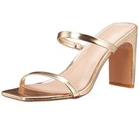 The Drop Women's Avery Square-Toe Two-Strap High Heeled Sandal, Gold, 5.5 UK