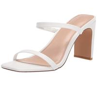 The Drop Women's Avery Square-Toe Two-Strap High Heeled Sandal, White, 4.5 UK
