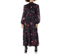 The Drop Women's Black Floral Print Mock-Neck Maxi Dress by @karenbritchick, L