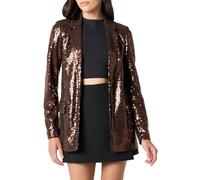 The Drop Women's Blake Long Blazer, Chocolate Sequins, L