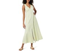 The Drop Women's Blanca Linen Button-Front V-Neck Maxi Dress, Soft Green, XS