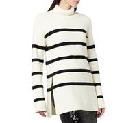 The Drop Women's Camilla Drop-Shoulder Turtleneck, Whisper White/Black, XS