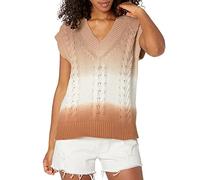 The Drop Women's Camille Cable Sweater Vest, Curds & Whey/Adobe, XXS