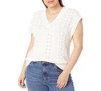 The Drop Women's Camille Cable Sweater Vest, Whisper White, 5XL Plus