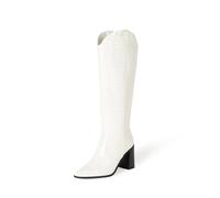 The Drop Women's Cassandra Knee-High Western Boot, White, 7