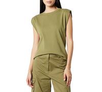 The Drop Women's Crew Neck Sleevless tee with Shoulder Pads by @ieshathegr8, Martini Olive, 5XL Plus