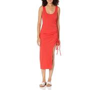 The Drop Women's Dionne Sleeveless Scoop Neck Knit Ruched Midi Dress, Flame Red, XXL, Plus Size