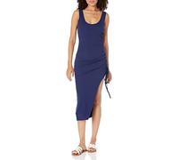 The Drop Women's Dionne Sleeveless Scoop Neck Knit Ruched Midi Dress, Navy, XXL Plus, Plus Size