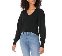 The Drop Women's Edith Pleated Shoulder V-neck Sweater, Black, XXS