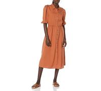 The Drop Women's Ellen Puff-Sleeve Open Back Midi Shirt Dress, Auburn, 3XL Plus