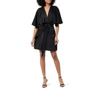 The Drop Women's Estelle Deep V-Neck Front-Tie Mini Dress, Black, L