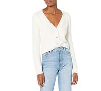 The Drop Women's Francine V-Neck Button-Front Cozy Cardigan, Whisper White, 3XL Plus