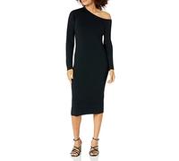 The Drop Women's Giselle Asymmetric Neckline Midi Sweater Dress, Black, M