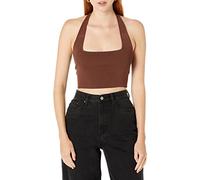 The Drop Women's Greta Fitted Square-Neck Halter Sweater Bralette Chocolate, S
