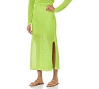 The Drop Women's Halle Crochet Midi Skirt With Side Slit, Lime, XL