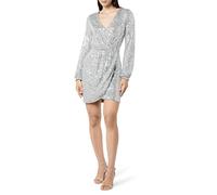The Drop Women's Helena Sequin Wrap-Dress, Silver, M