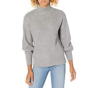 The Drop Women's Ines Chunky Rib Mock-Neck Sweater, Heather Frost Grey, 3XL Plus