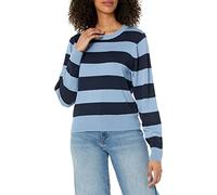 The Drop Women's Irina Cozy Crew Neck Sweater, Fog Blue Stripe, 5XL Plus