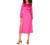 The Drop Women's Jacob Long-Sleeve Cutout Midi Dress, Hot Pink, L