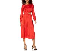 The Drop Women's Jacob Long Sleeve Cutout Midi Dress, Red, XL