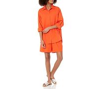 The Drop Women's Kendra Loose Fit Long Shirt, Fire Orange, XXL, Plus Size
