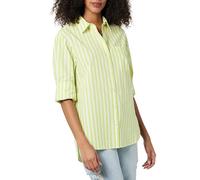 The Drop Women's Kendra Loose-Fit Long Shirt, Lime Stripe, M
