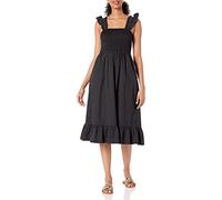 The Drop Women's Kimi Ruffled Shoulder Smocked Midi Dress, Black, L