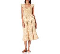 The Drop Women's Kimi Ruffled Shoulder Smocked Midi Dress, Ginger Floral, XXS