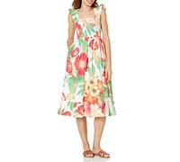 The Drop Women's Kimi Ruffled Shoulder Smocked Midi Dress, Tbd Floral Print1, XL