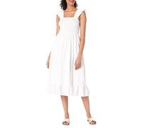 The Drop Women's Kimi Ruffled Shoulder Smocked Midi Dress, White, 3XL Plus