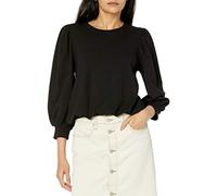 The Drop Women's Leona Short Puff Sleeve Crew Neck French Terry Sweatshirt, Black, S